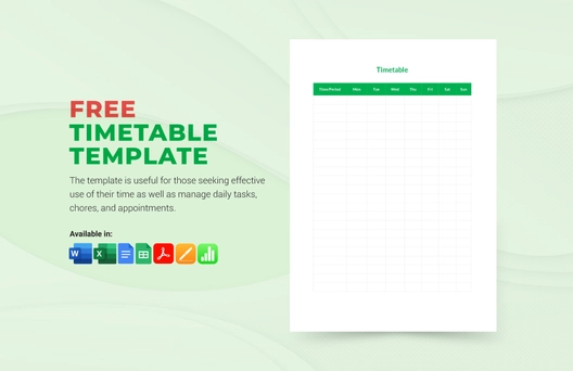 Timetable Template Timetable Template