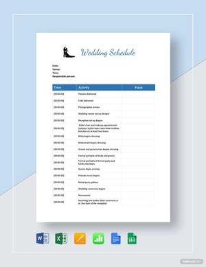 Wedding Schedule Template