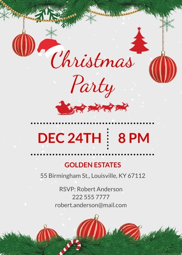 Free Merry Christmas party Invitation Template to Edit Online
