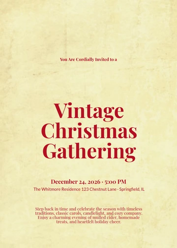 Free Vintage Christmas Invitation Template to Edit Online