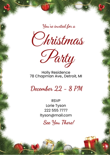 Free Simple Christmas Party Invitation Template to Edit Online