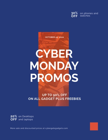 Free Cyber Monday Promotional Flyer Template to Edit Online