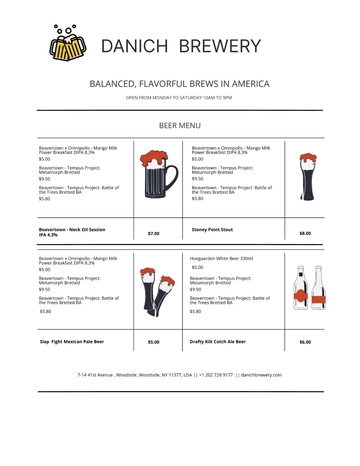Free Beer Bar Menu Template to Edit Online