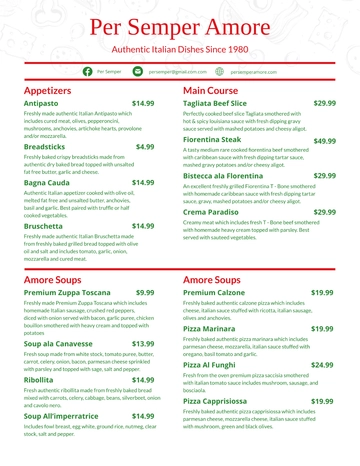 Free Italian Menu Template to Edit Online