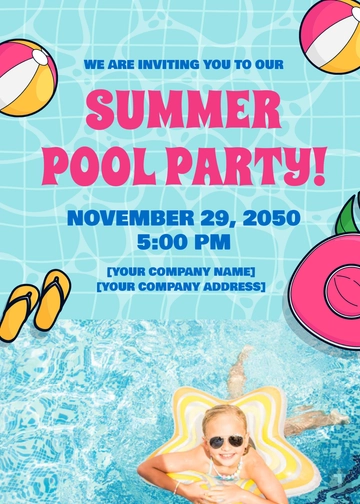 Free Pool Party Invitation Template to Edit Online | Template.net