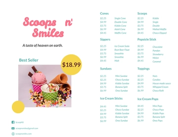Free Ice Cream Menu Template to Edit Online