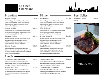 Free French Menu Template to Edit Online