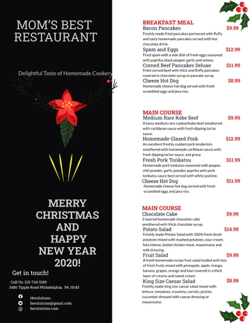 Free Holiday Menu Template to Edit Online