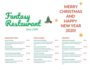Free Restaurant Holiday Menu Template to Edit Online