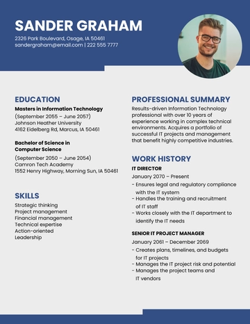 Free Vice President of IT Resume Template to Edit Online