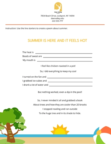 Free Summer Poem Template to Edit Online