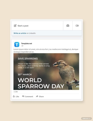 World Sparrow Day Linkedin Post Template