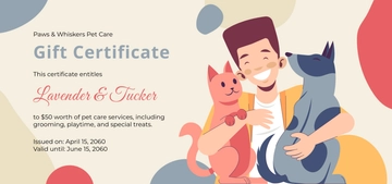 Free Pet Care Gift Certificate Template to Edit Online
