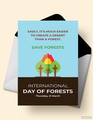 International Day For Forests Greeting Card Template