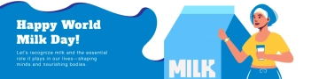 Free World Milk Day Linkedin Banner Template to Edit Online