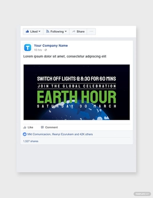 Earth Hour Facebook Post Template