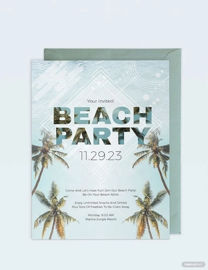 Beach Birthday Party Invitation Template