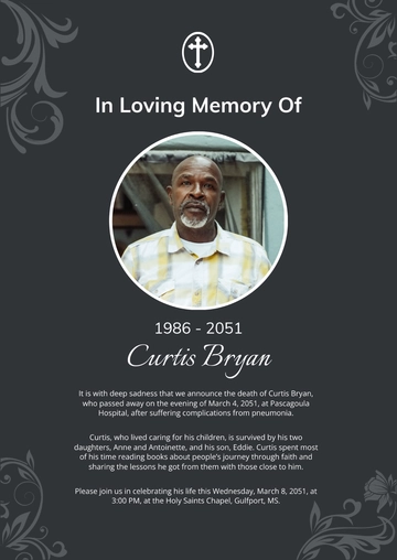 Free Basic Catholic Death Obituary Template to Edit Online