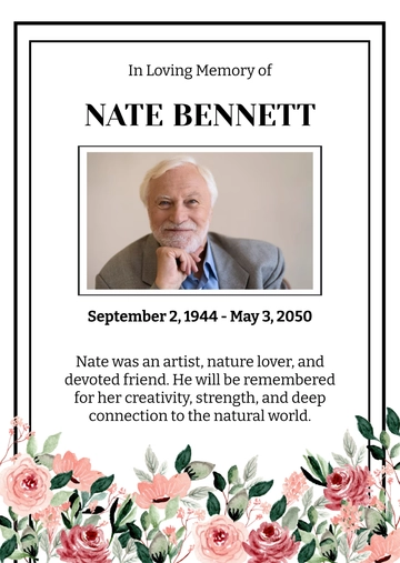 Free Grand Father Obituary Template to Edit Online