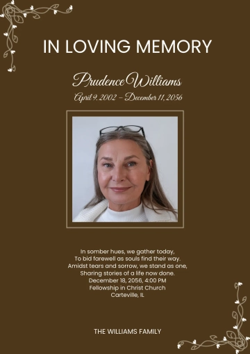 Free Loving Memory Obituary Card Template to Edit Online