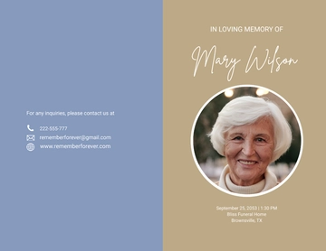 Free Memorial Service Funeral Event with Cover Page Template to Edit Online