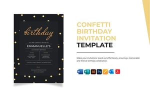 Confetti Birthday Invitation Template Confetti Birthday Invitation Template