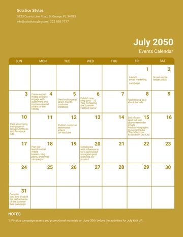 Free Marketing Calendar Download Template to Edit Online