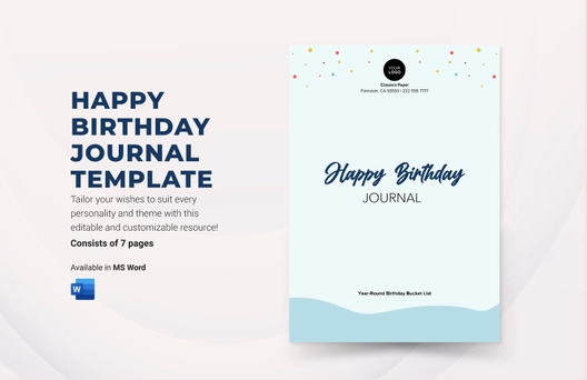 Happy Birthday Journal Template