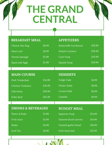 Free Organic Menu Board Template to Edit Online