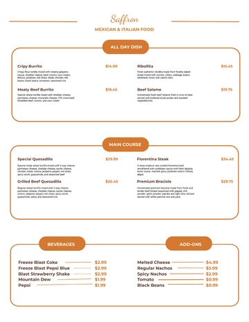Free Restaurant Price Menu Template to Edit Online