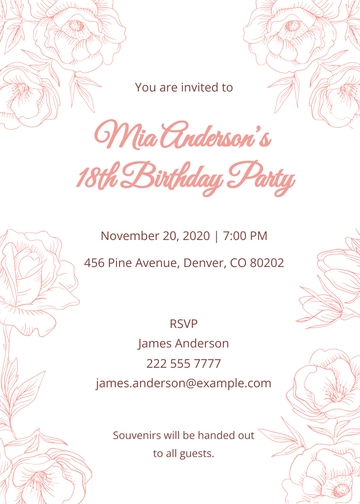 Free Girl 18th Birthday Invitation Template to Edit Online