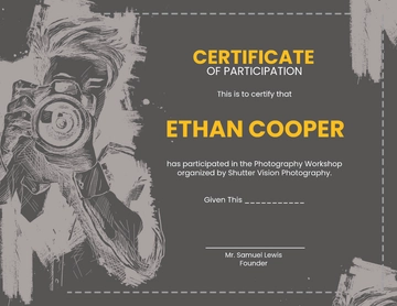 Free Simple Photography Participation Certificate Template to Edit Online