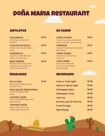 Free Mexican Menu Template to Edit Online