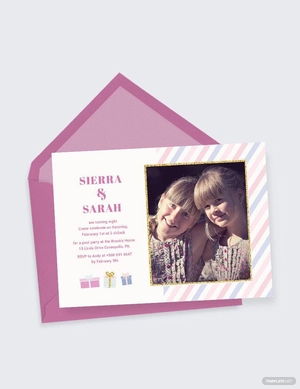 Twin Birthday Invitation Template