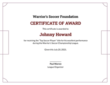 Free Soccer Certificate Template to Edit Online