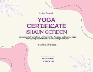 Free Yoga Certificate Template to Edit Online