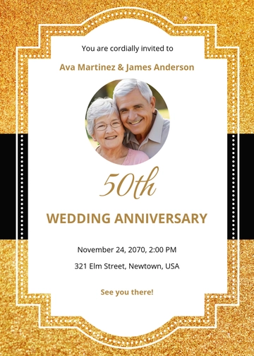 Free 50th Fall Wedding Anniversary Invitation Template to Edit Online
