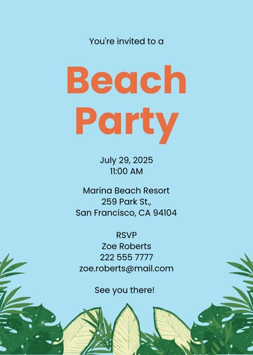 Free Beach Party Invitation Template to Edit Online | Template.net