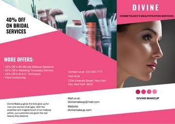 Free Makeup Artist Tri-Fold Brochure Template to Edit Online