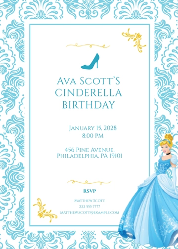 Free Cinderella Birthday Invitation Template to Edit Online