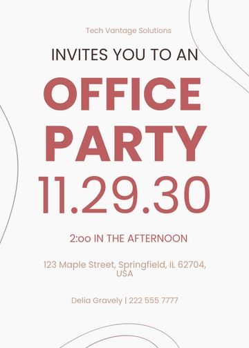 Free Office Party Invitation Template to Edit Online