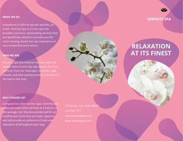 Free Spa Trifold Brochure Template to Edit Online