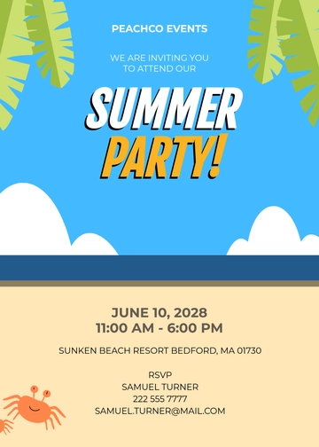 Summer Party Invitation Template - Edit Online & Download