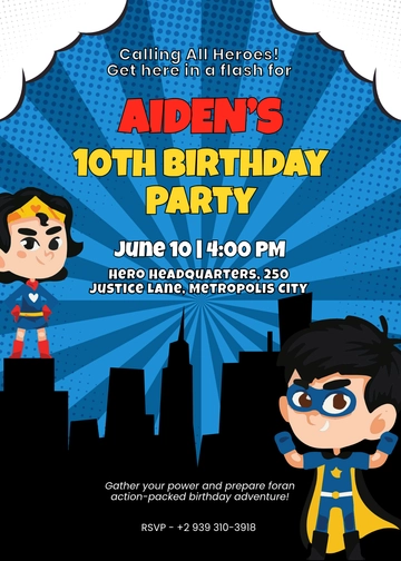 Superhero Birthday Invitation Template - Edit Online & Download