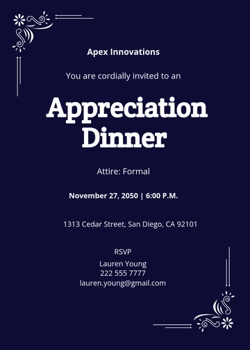 Free Appreciation Dinner Invitation Template to Edit Online