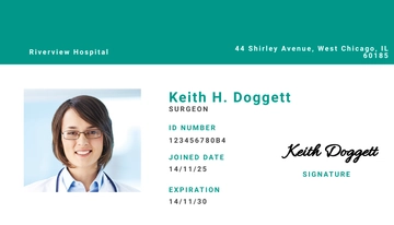 Free Hospital ID Card Template to Edit Online