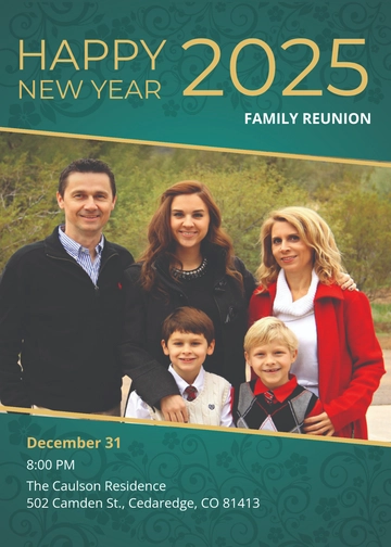 Free Family New Year Invitation Template to Edit Online