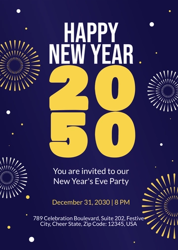 Free New Year Party Invitation Template to Edit Online