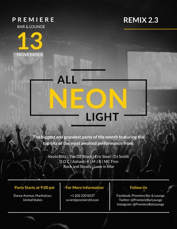 Free Black Night Club Party Flyer Template to Edit Online