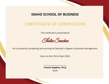 Free Business Management Certificate Template to Edit Online